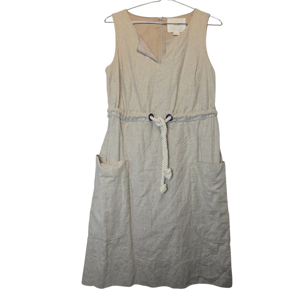 Maeve Anthropologie Linen Dress Womens 2 Earthy Granola Utility Safari Neutral